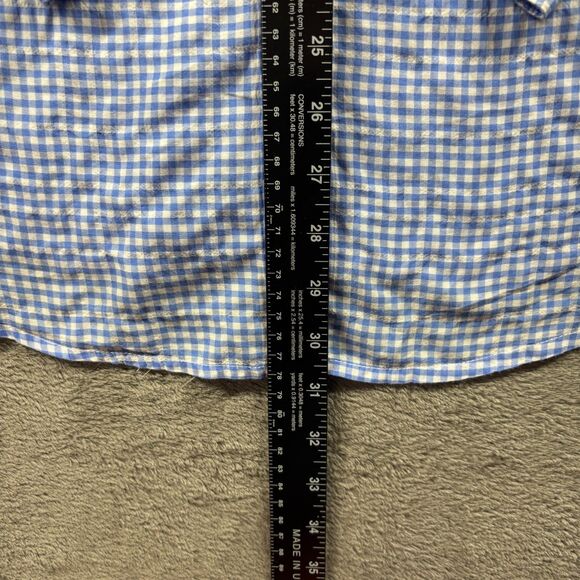 J McLaughlin Women Button Up Shirt Plaid Gingham Cotton Blue White Small H302 - Picture 5 of 8